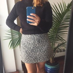 Black and white leopard print mini skirt